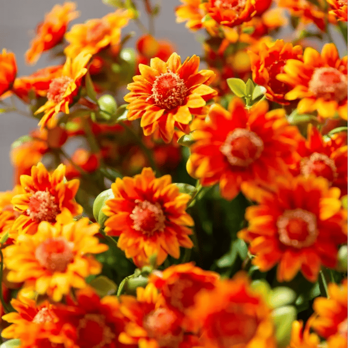 đ„Sista dagen! Endast 26 SEK styck â Konstgjorda utomhusblommor "Sunset Mums" â UV-bestĂ€ndiga, vattentĂ€ta och vindresistenta