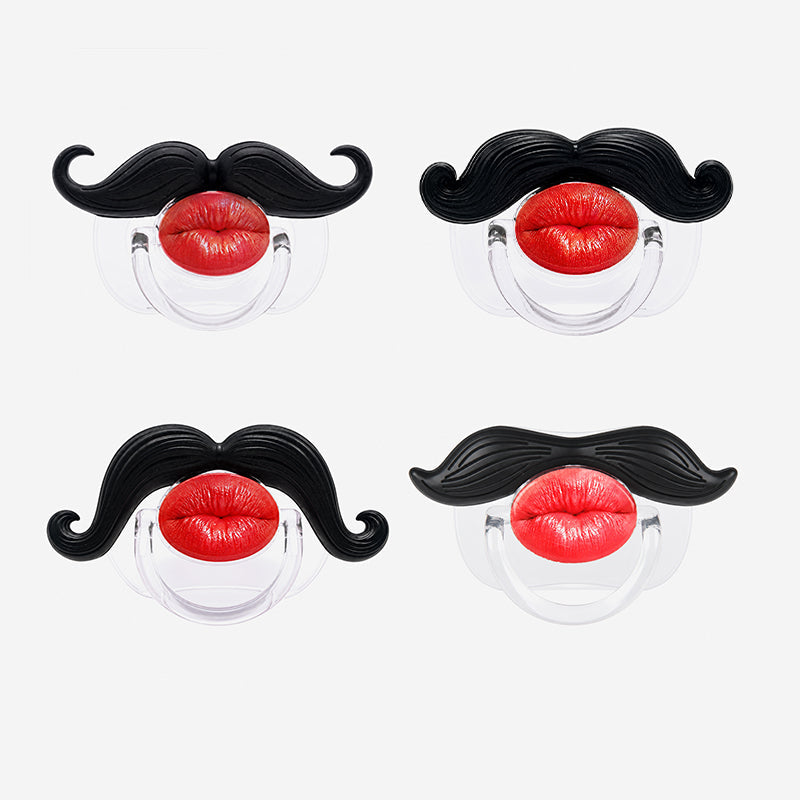 ๐ถ๐ Red Lips and Mustache Baby Pacifier โ Fun Photo Prop for Cute Baby Snaps!