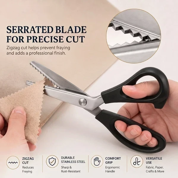 ✂️Sax i rostfritt stål med tandad bladkant – 9,1" zickzacksax för sömnad, lapptäckssömnad, klädsömnad och hantverk
