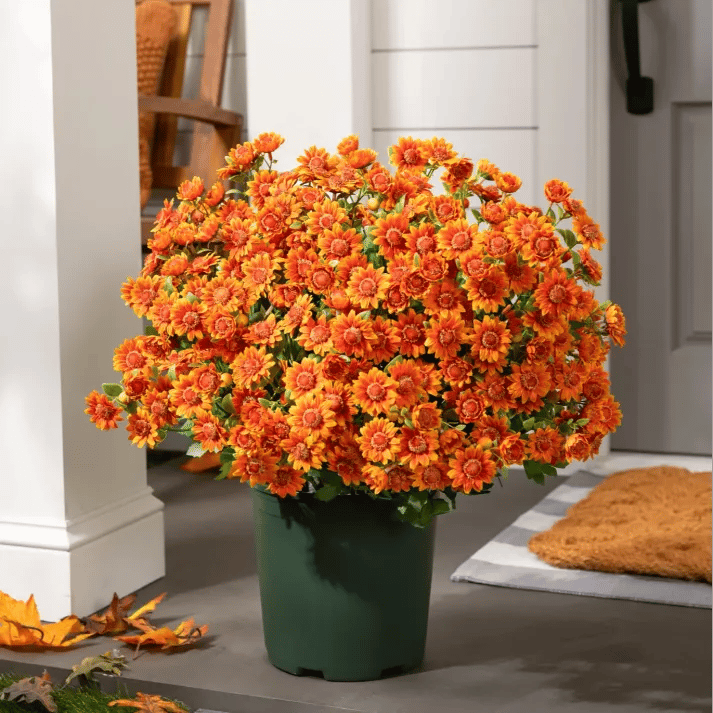 đ„Sista dagen! Endast 26 SEK styck â Konstgjorda utomhusblommor "Sunset Mums" â UV-bestĂ€ndiga, vattentĂ€ta och vindresistenta