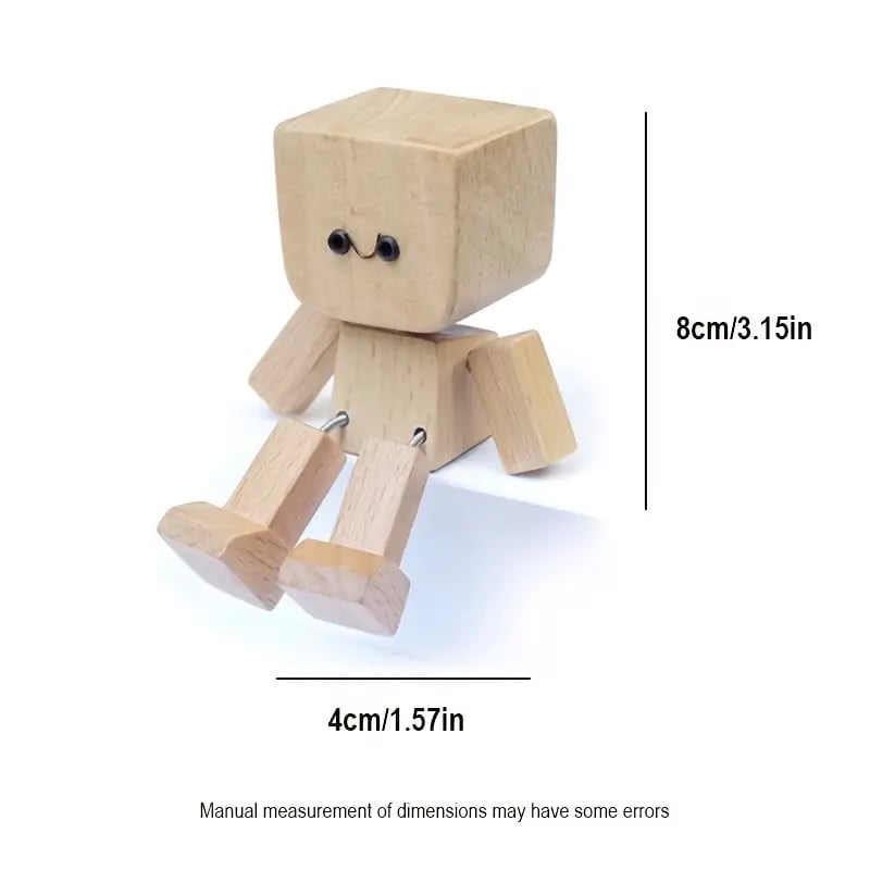 Charmig liten träfigur som gungar med 12st magnetiska uttryck