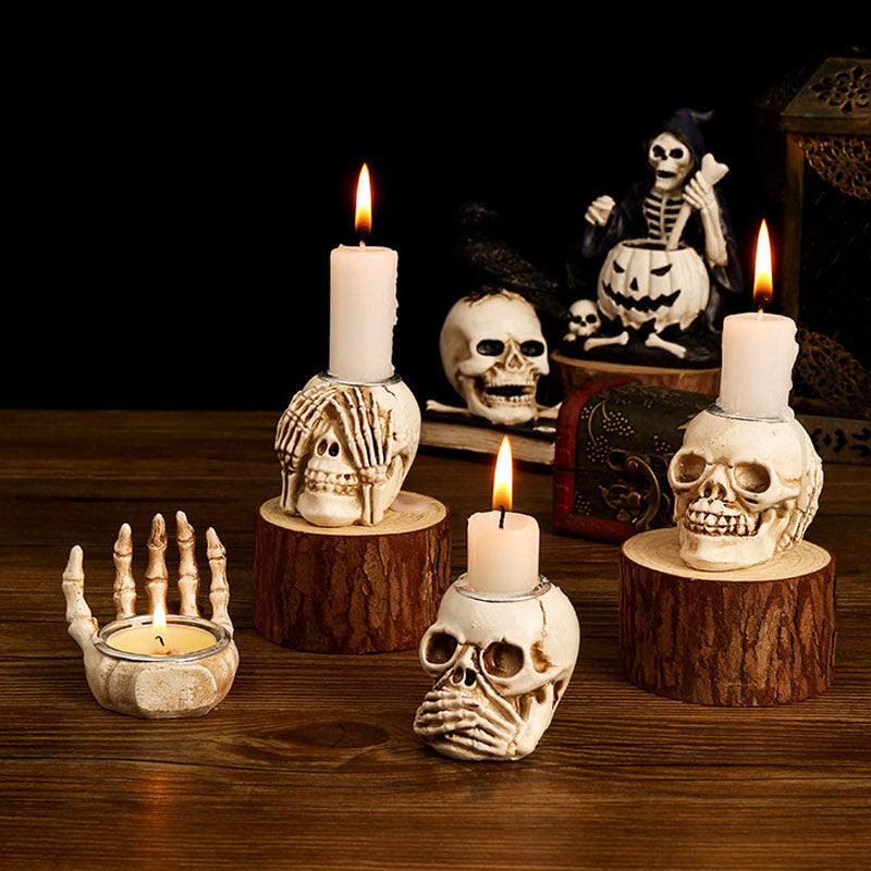Halloween-Ornament,Ljusstakar I Harts🎃💀