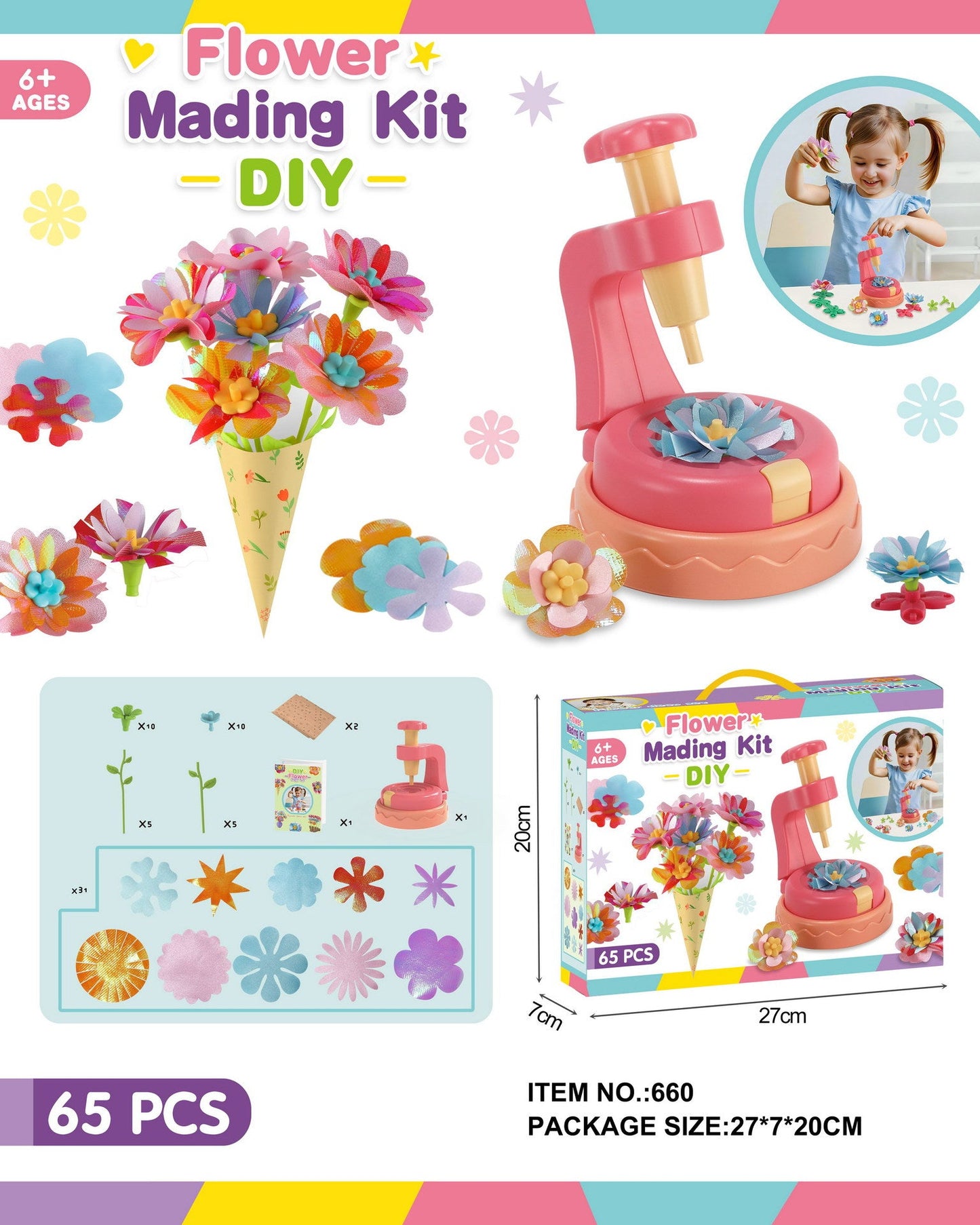 đž DIY-tygblombukettkit - Kreativt konsthantverk för barn đž