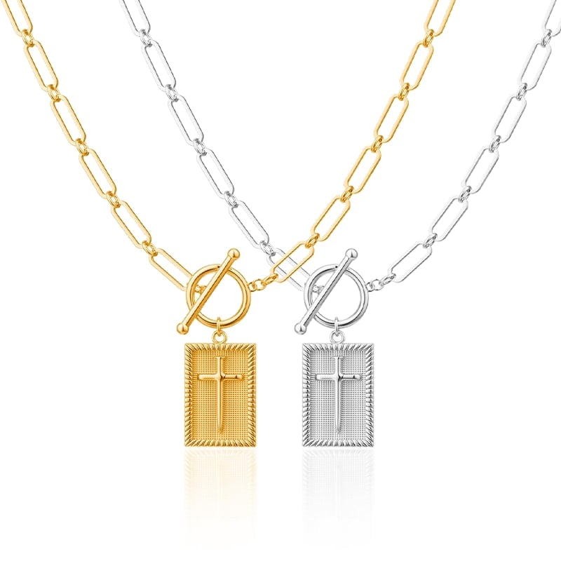 ✝️Paperclip OT-spänne med kors – vattentätt, blekningsbeständigt, unisex✨💫