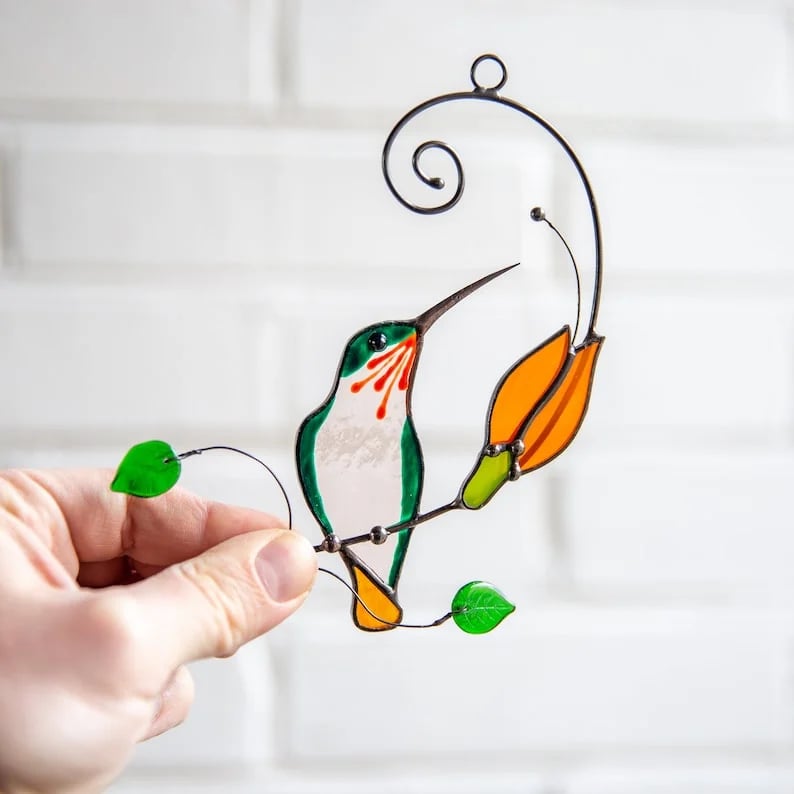 đMors dag-present - Handgjord solfĂ„ngare med fĂ€rgad kolibri