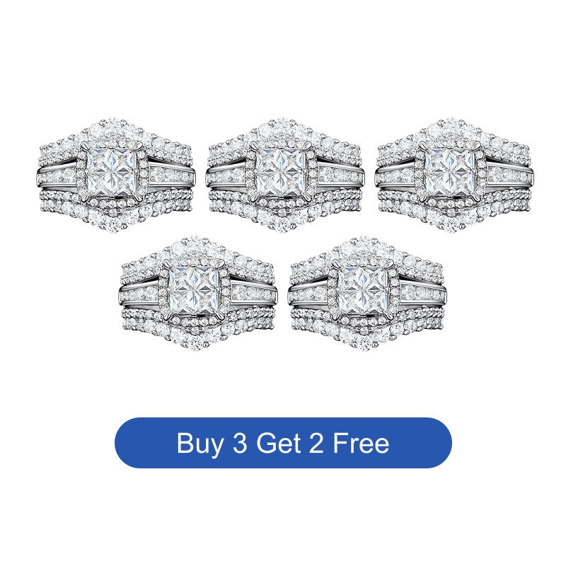 💍 50 % RABATT UNDER BEGRÄNSAD TID! 💥 Damring med cubic zirconia i prinsesslipning – pavéinfattning, flerskiktat band, glittrande ✨