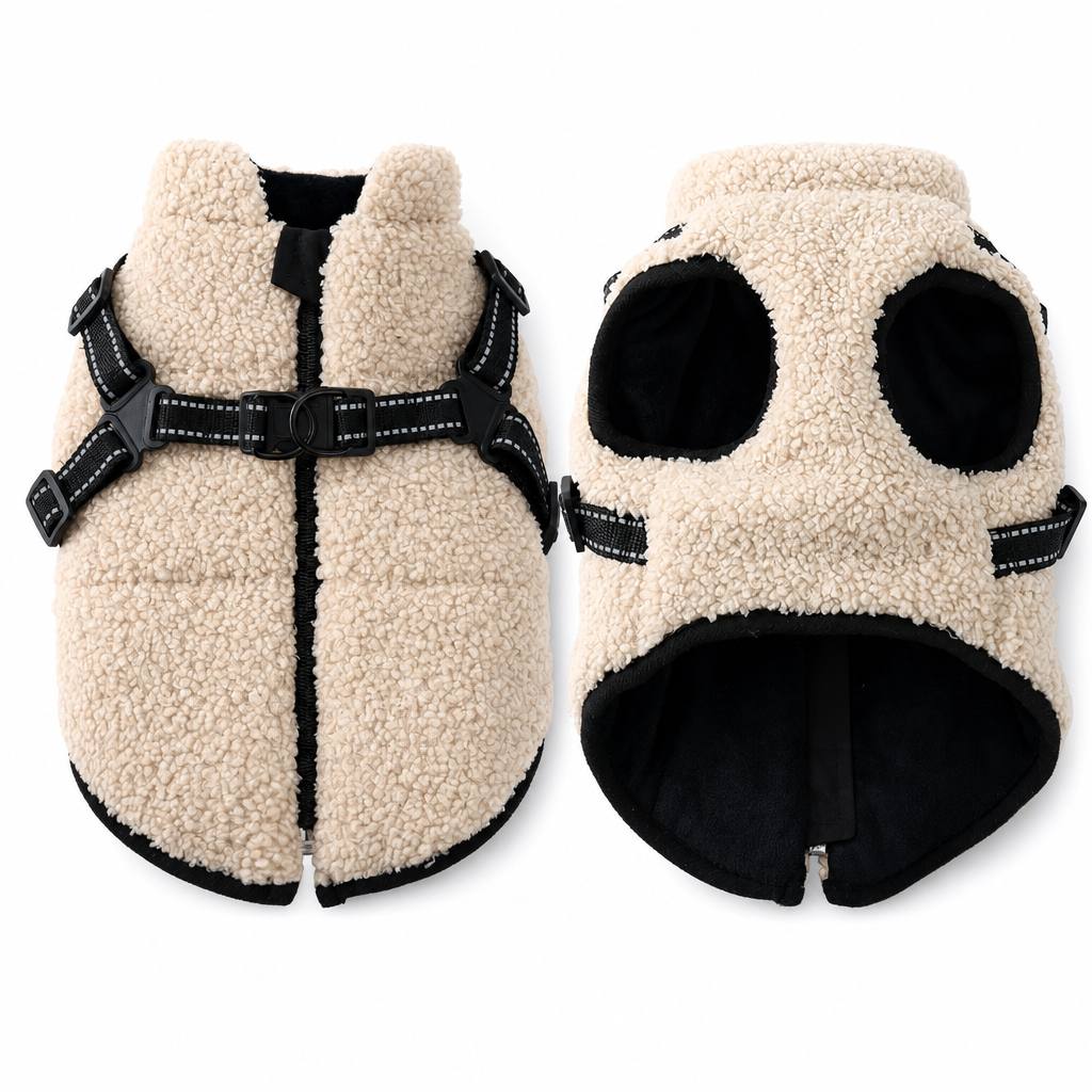 β³ LIMITED-TIME 50% OFF π₯ Warm Winter Dog Coat with Reflective Strips & Harness β Plush Teddy Fleece Insulation, Dual Metal D-Ring Secure Harness, Night Visibility Reflective Straps & Skin-Friendly Elastic Fit β Sizes S-XL for Small & Medium Dogs πΆβοΈ