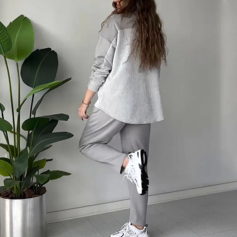 2025 Ny👗✨Design 2-delat loungeset i färgblocksdesign för kvinnor