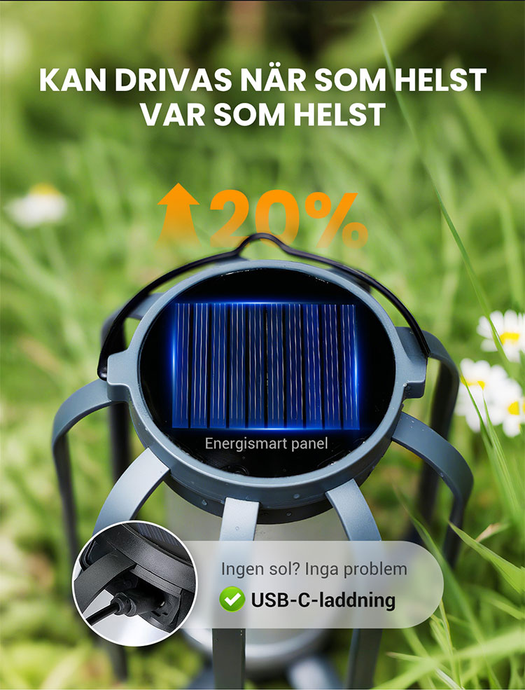 🔥Uppgraderad flimrande låga sol lykta utomhus vattentätt ljus
