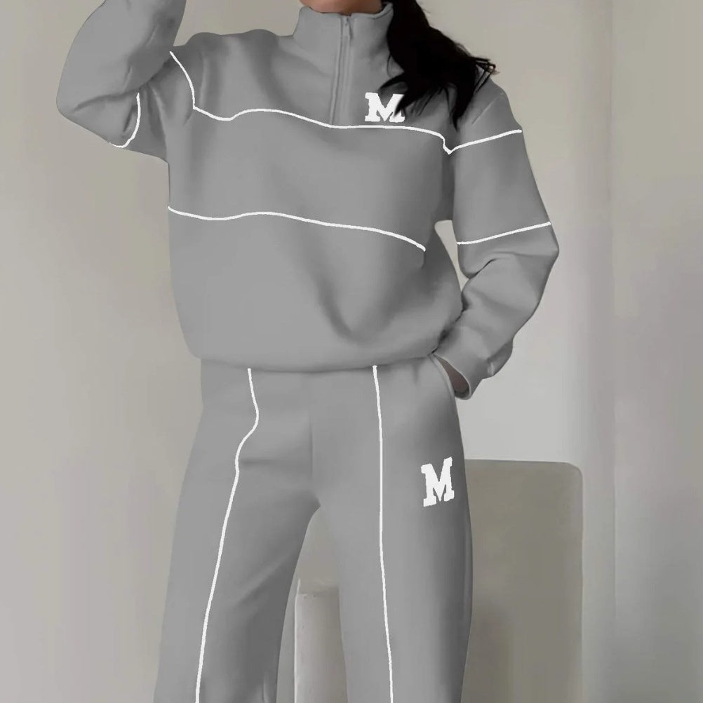 Avslappnad Sweatshirt I 2 Delar Med Mönster