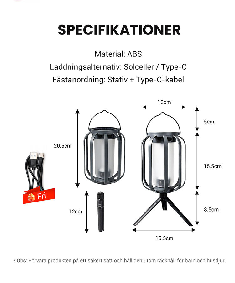 🔥Uppgraderad flimrande låga sol lykta utomhus vattentätt ljus