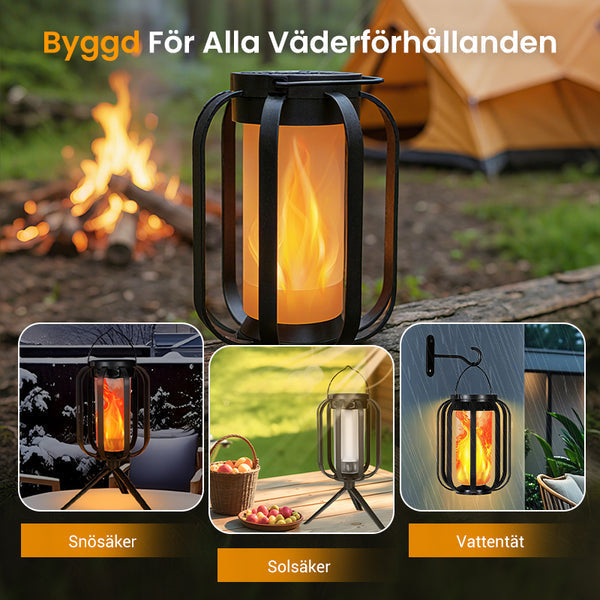 🔥Uppgraderad flimrande låga sol lykta utomhus vattentätt ljus
