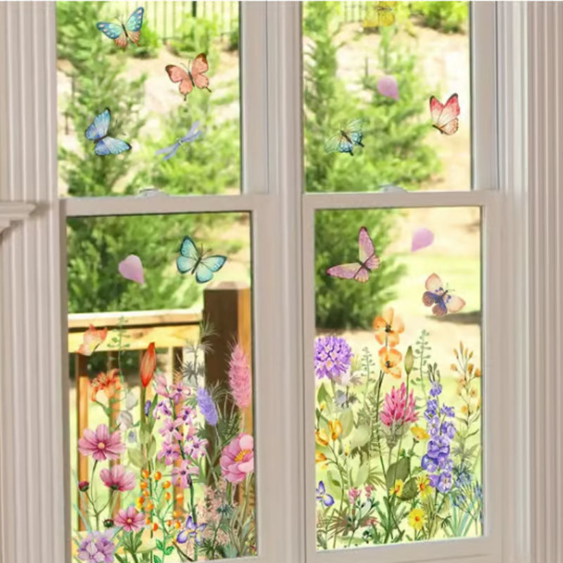 💐Bunter Blumenstrauß Fensteraufkleber🖼️(Zuschnitt frei wählbar)