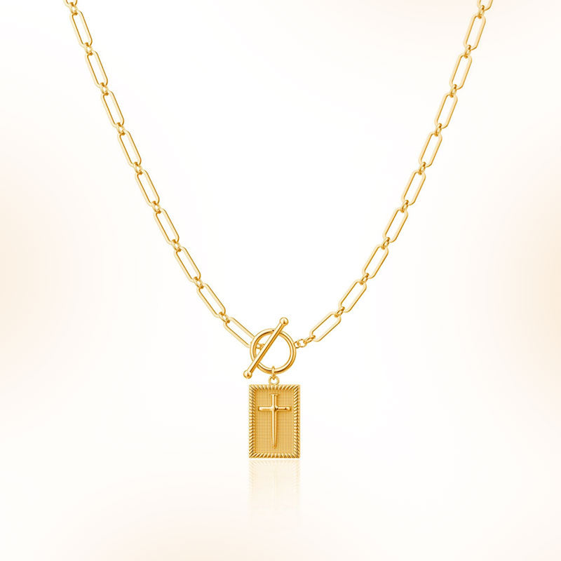 ✝️Paperclip OT-spänne med kors – vattentätt, blekningsbeständigt, unisex✨💫