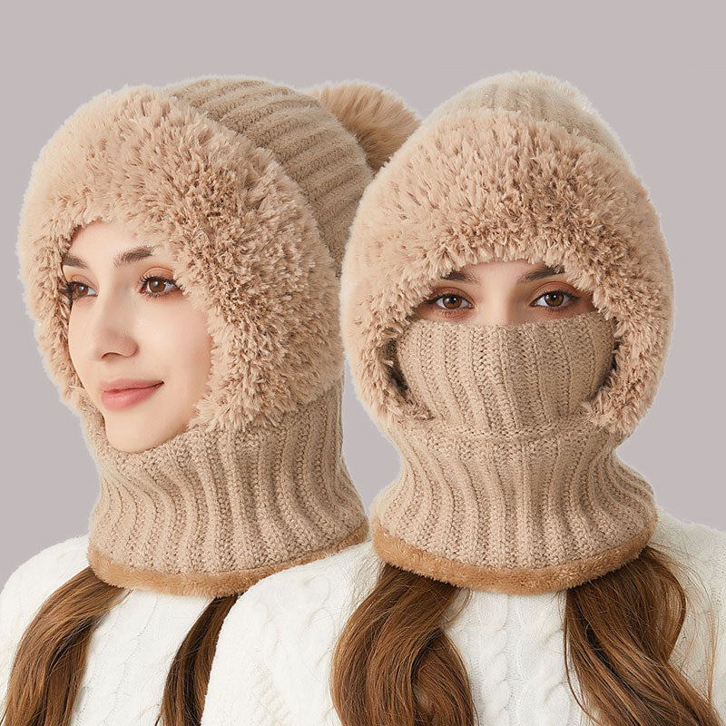 ❄️ 3-i-1 tjock plyschvintermössa🧣