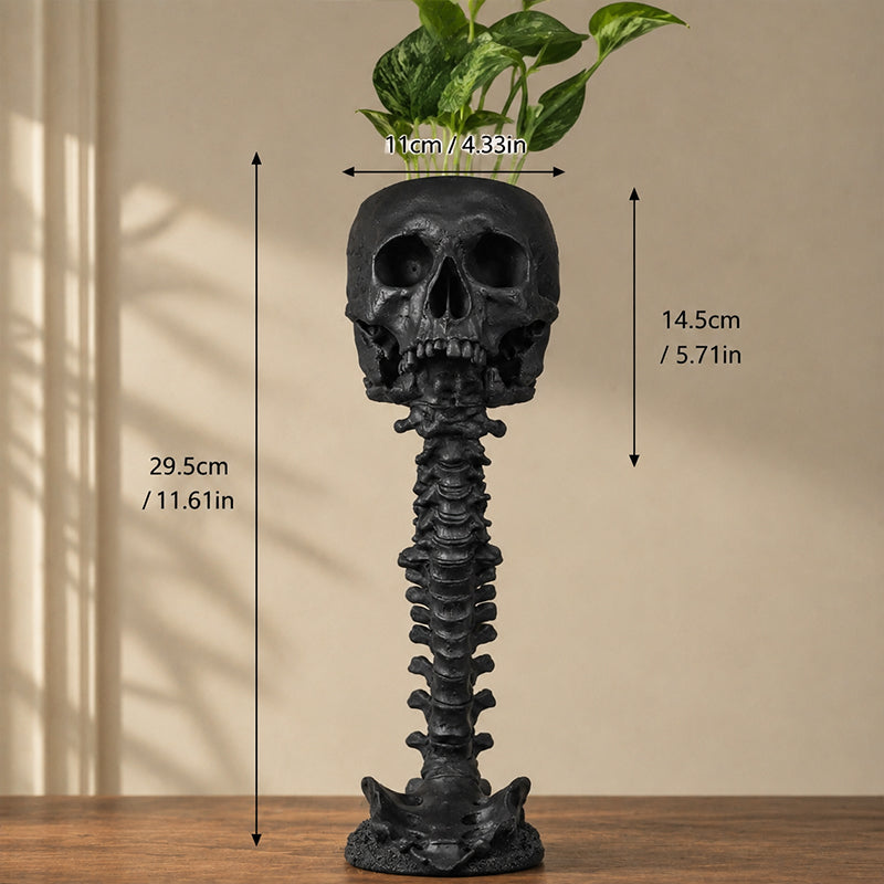 Gothic Skull Planter And Skeleton Vase Spooky Home Decor