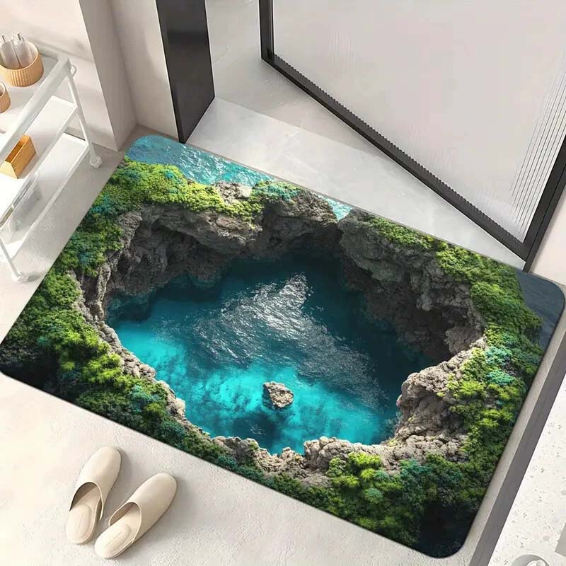 Visuell illusion Endless Abyss-mönster HD-tryckt halkfri dörrmatta