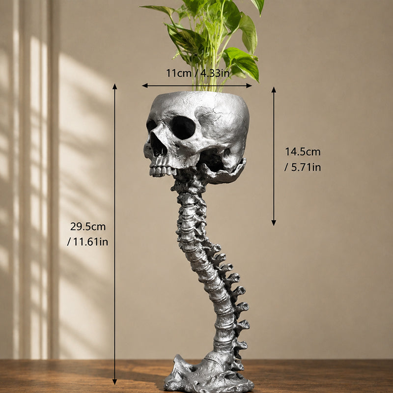 Gothic Skull Planter And Skeleton Vase Spooky Home Decor