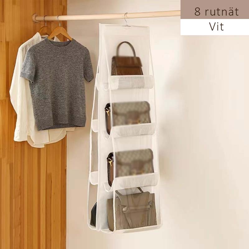 Hängande förvaringspåse – dubbelsidig transparent design, oumbärlig för att organisera din garderob.