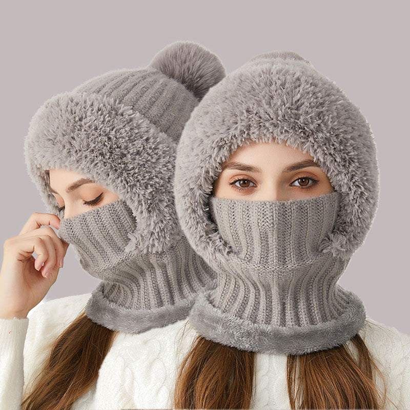 ❄️ 3-i-1 tjock plyschvintermössa🧣