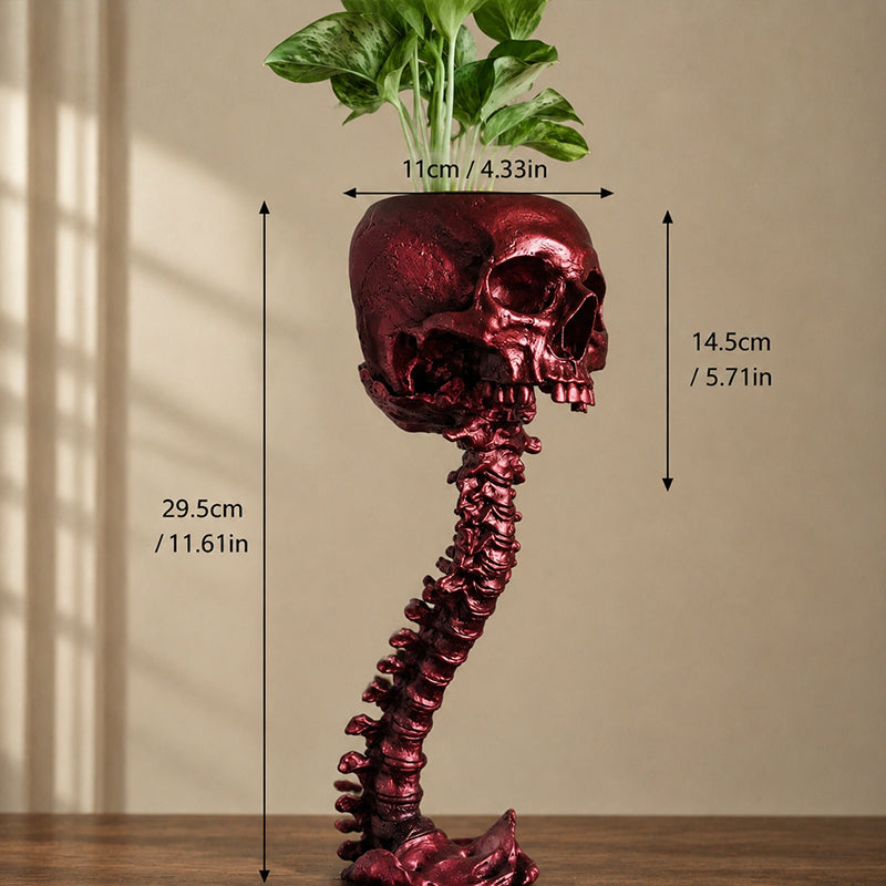 Gothic Skull Planter And Skeleton Vase Spooky Home Decor