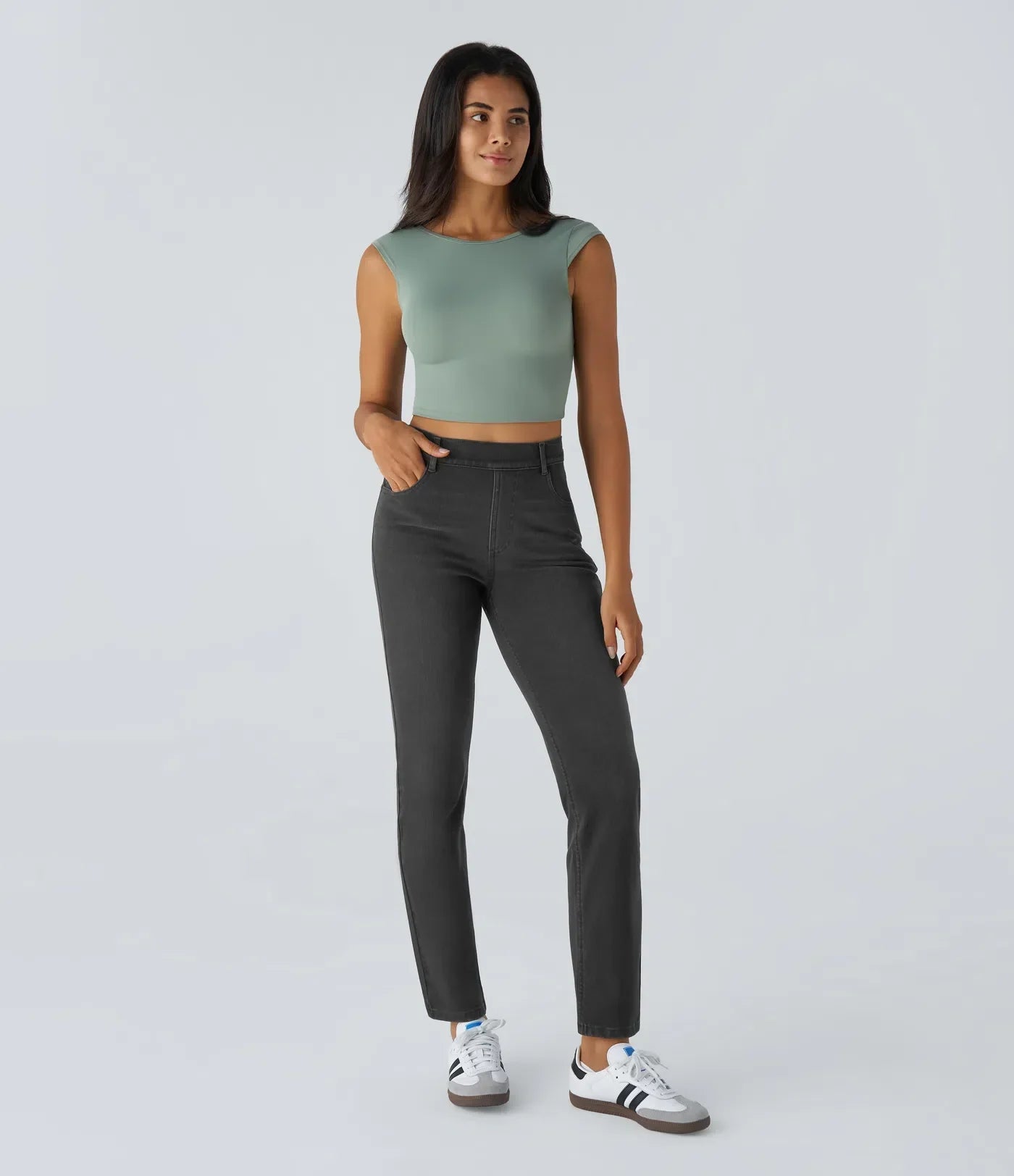 Elastische und bequeme Hose mit hoher Taille