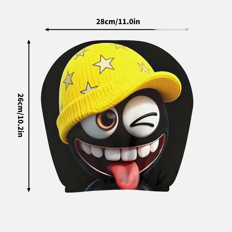 Funny Face Printed Headrest Cover – Car Interior Accessory