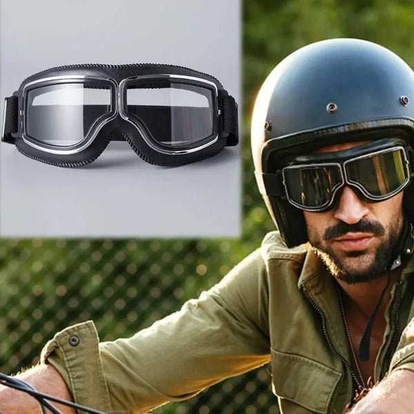 🏍️ LIMITED-TIME 50% OFF! ✨ Vintage Motorcycle Helmet Goggles – UV Protection, Fit Over Glasses, Foldable 🕶️