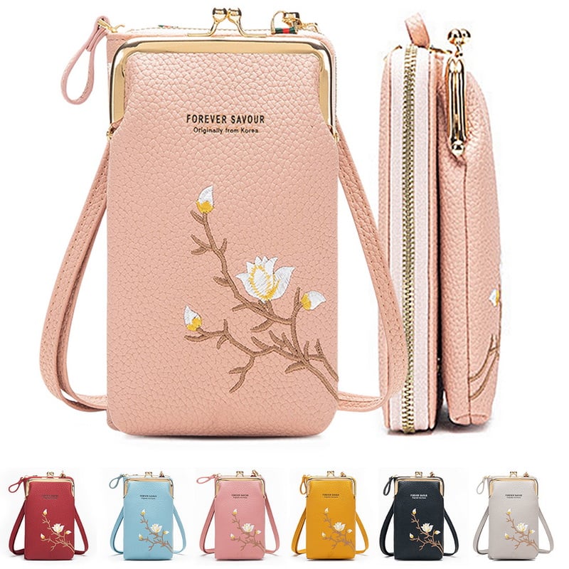 Women Sling Cross-Body Wallet with Mobile Cell Phone Holder
