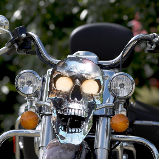 Motorcykel strålkastare med dödskalle