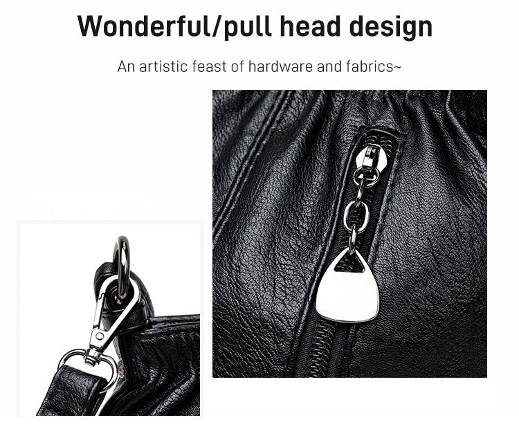 Skrynklig design, mjuk läderväska 👜✨