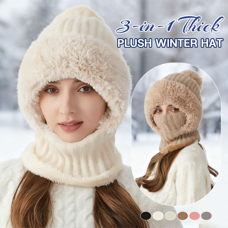 ❄️ 3-i-1 tjock plyschvintermössa🧣