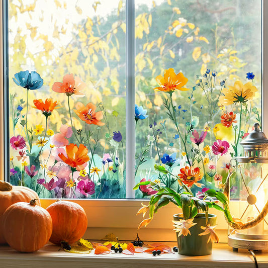 💐Bunter Blumenstrauß Fensteraufkleber🖼️(Zuschnitt frei wählbar)