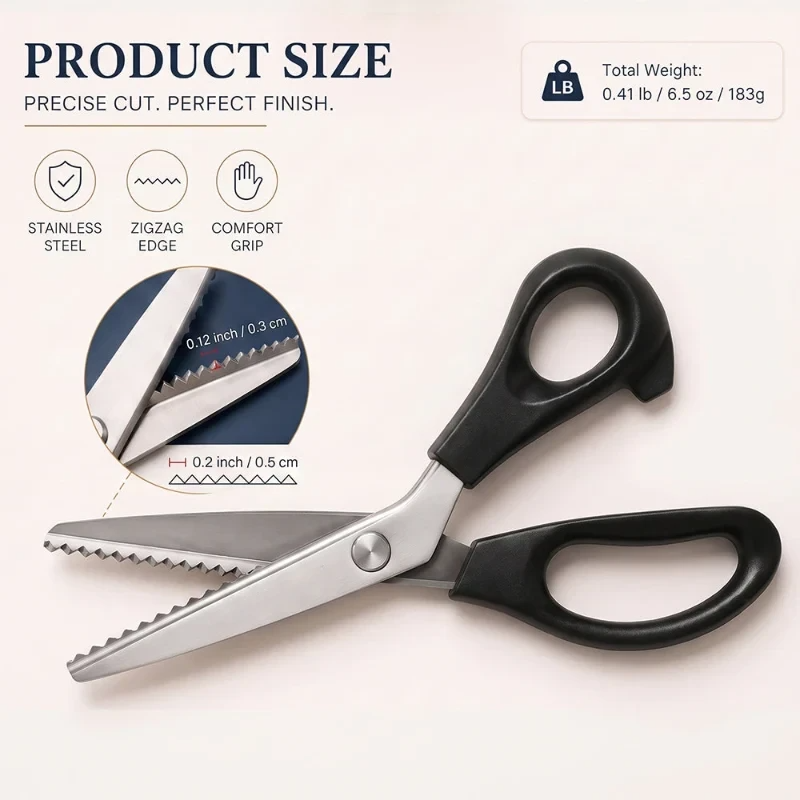✂️Sax i rostfritt stål med tandad bladkant – 9,1" zickzacksax för sömnad, lapptäckssömnad, klädsömnad och hantverk