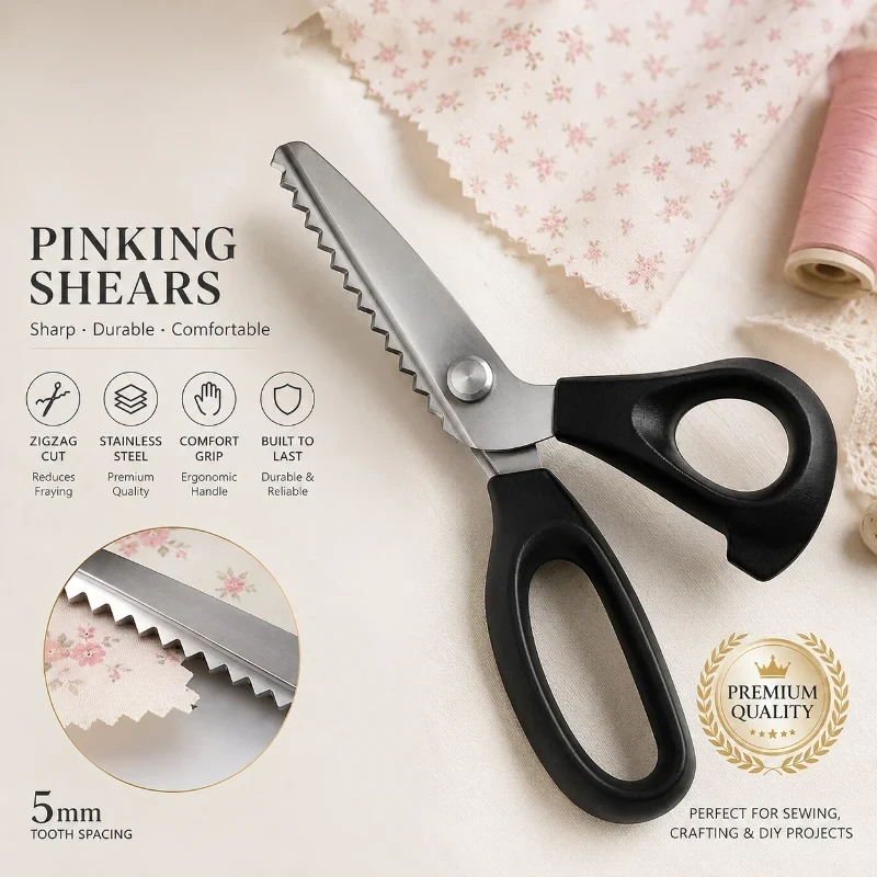 ✂️Sax i rostfritt stål med tandad bladkant – 9,1" zickzacksax för sömnad, lapptäckssömnad, klädsömnad och hantverk