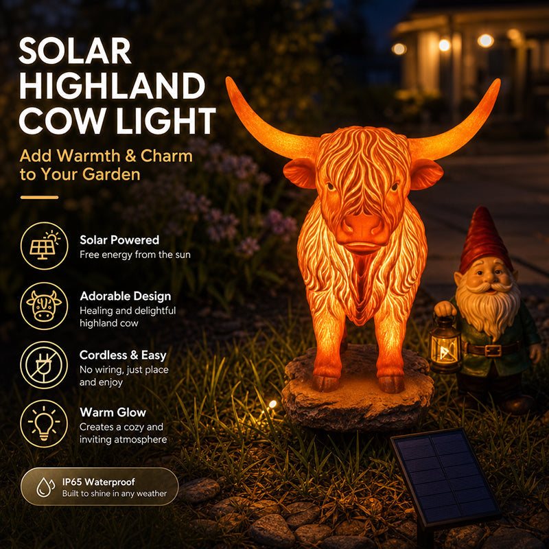 💡🐮 Solar Highland Cow Light