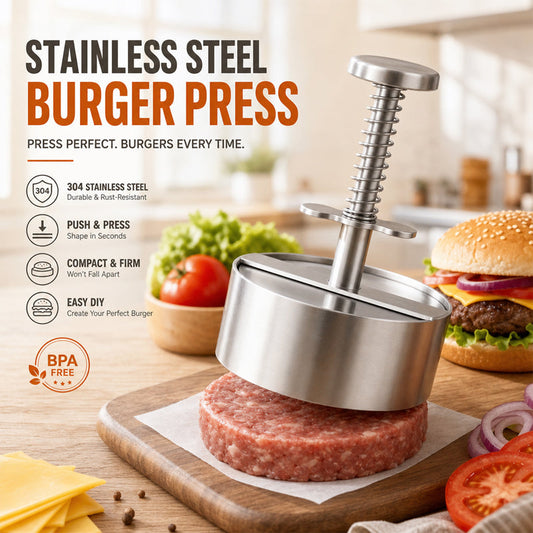 🍔 Burgerpress i rostfritt stål | Skapa perfekta, jämna biffar på ett enkelt sätt