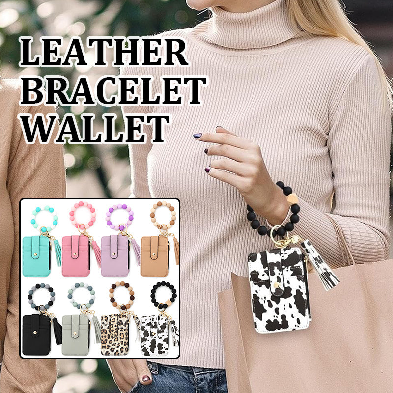 Plånbok i läder med pärlor