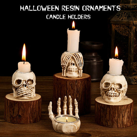 Halloween-Ornament,Ljusstakar I Harts🎃💀