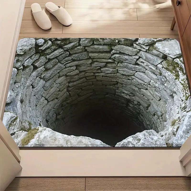 Visuell illusion Endless Abyss-mönster HD-tryckt halkfri dörrmatta