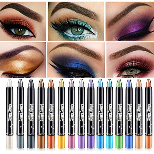 15 Farben Fluoreszierender Lidschattenstift Wasserfester Glitter Eyeshadow Eyeliner
