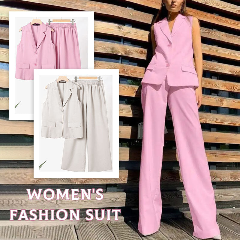 💖Styliskt set med ärmlös blazer och byxor med hög midja för kvinnor