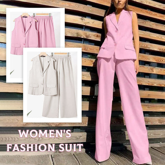 💖Styliskt set med ärmlös blazer och byxor med hög midja för kvinnor