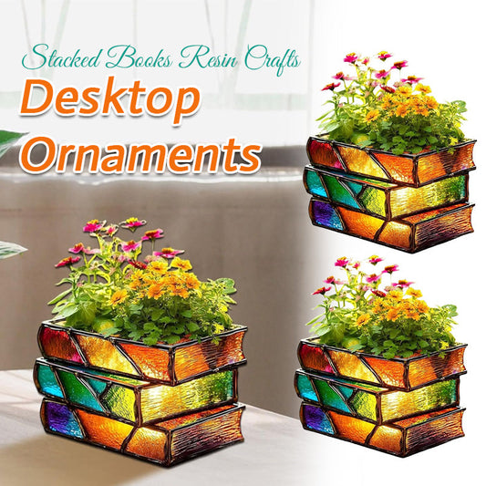 Staplade böcker Resinpyssel Skrivbordsprydnader
