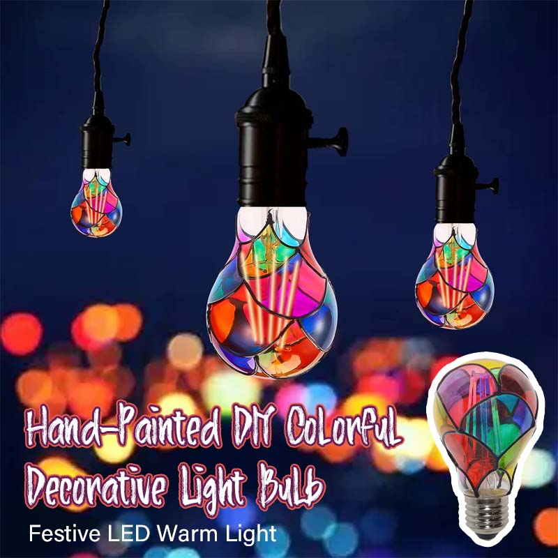 Handmålad DIY färgglad dekorativ glödlampa - festligt varmt LED-ljus 💡🎨