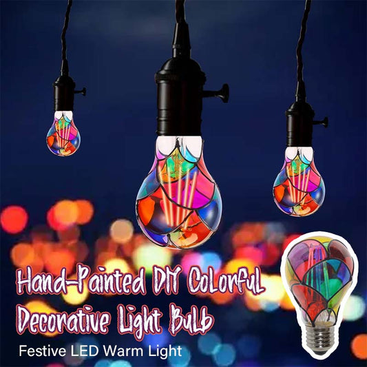 Handmålad DIY färgglad dekorativ glödlampa - festligt varmt LED-ljus 💡🎨