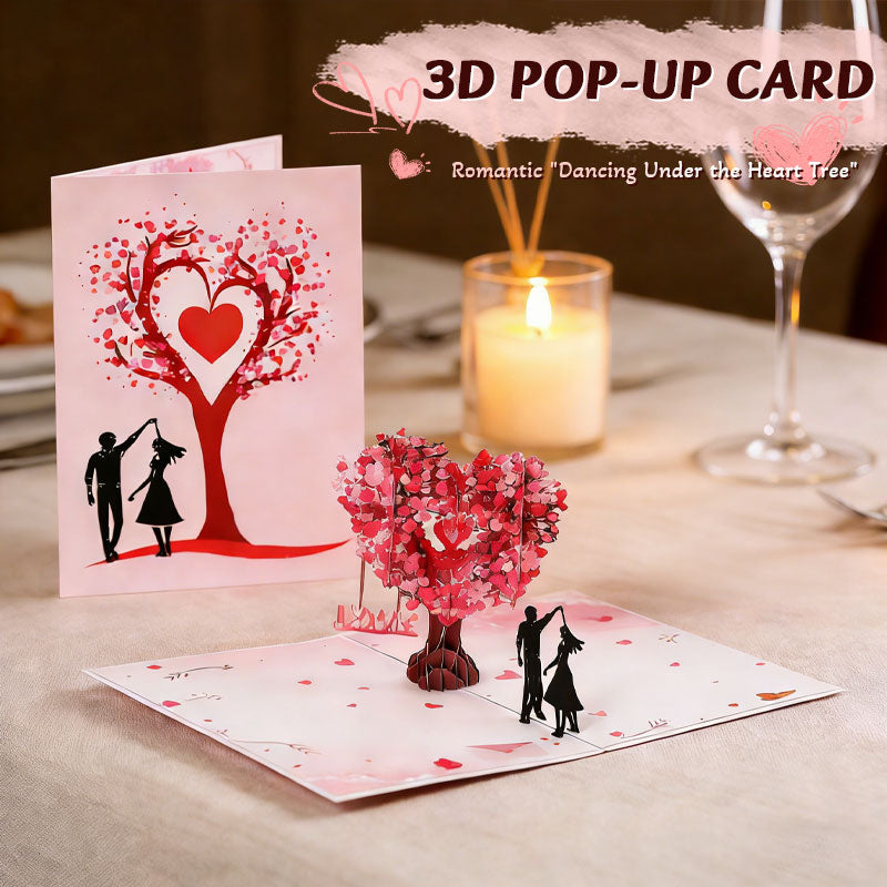 Romantiskt 3D-gratulationskort "Dancing Under the Heart Tree"
