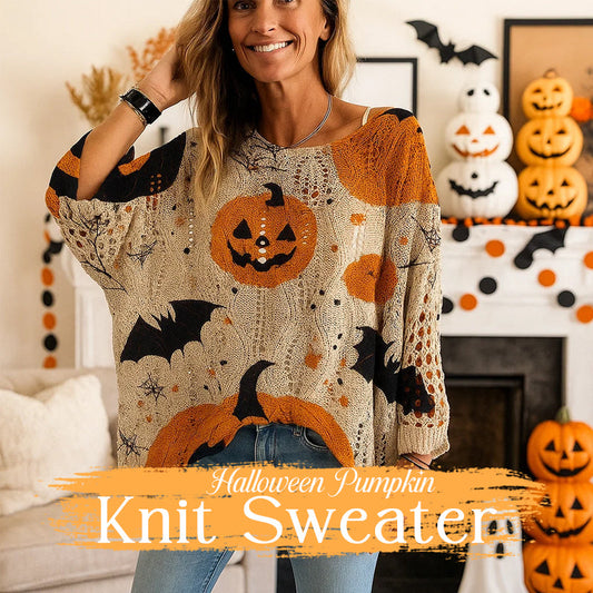 🎃 Witchy Cozy Vibes - Halloween Pumpa Stickad Tröja