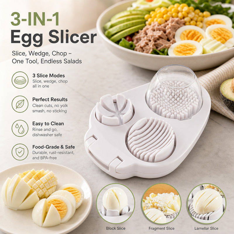 3-i-1 multifunktionell äggskärare och tärnare – perfekt för sallader och garneringar 🥚🔪