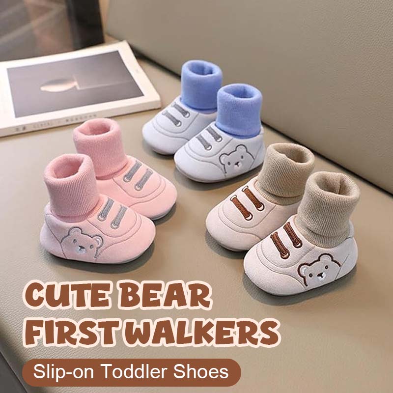 Söt björn första promenadskor Slip-on småbarnsskor